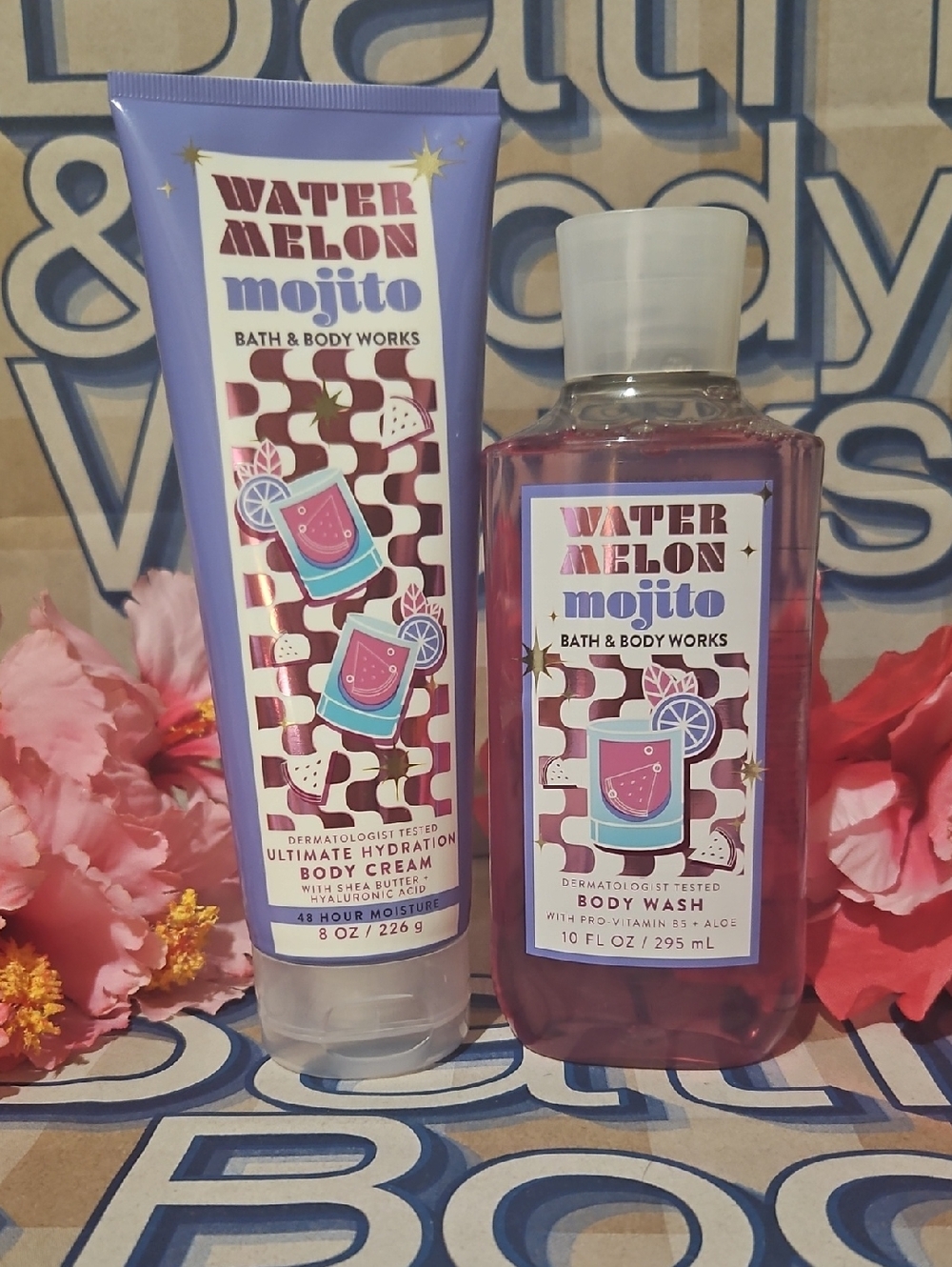 NWT Bath & Body Works Watermelon Mojito Bodycare Set - Purple and Pink